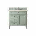 James Martin Vanities Brittany 36in Single Vanity, Sage Green w/ 3 CM Eternal Marfil Quartz Top 650-V36-SGR-3EMR